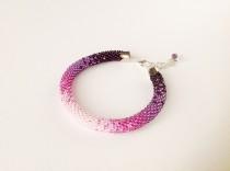 wedding photo - Purple ombre bracelet, bead rope bracelet, purple bracelet, purple wedding, bridal bracelet, seed beads bracelet, women bracelets, beaded