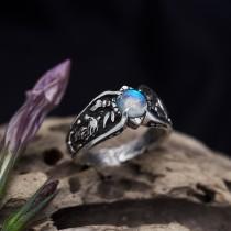 wedding photo - Moonstone engagement ring for women "Wolf" 