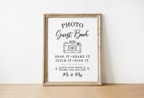 wedding photo - PRINTABLE - Photo Guestbook - Snap Shake Sign Stick it - Guest Book Leave Your Wishes for Mr Mrs Signage - Wedding Reception DIY Download