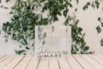 wedding photo - Lock and Key Personalized Acrylic Card Box I Wedding Card Box with Lock 