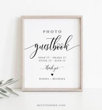 wedding photo - Photo Guestbook Sign, Personalized Wedding Guest Book, Editable Template, Minimalist Sign, Instant Download, Templett, 8x10 #008-11S