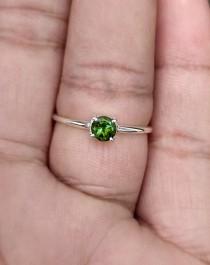 wedding photo - Green Tourmaline Solitaire Ring-Fine Green Tourmaline Birthstone Ring-Green Solitaire Ring-925 Sterling Silver-Jewelry Handmade Ring-US 5-10