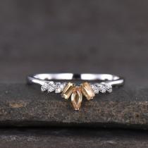 wedding photo - Citrine Ring, Dainty Ring, Stacking Rings, Sterling Silver Rings, Art deco Style, Anniversary Gift, Delicate Ring