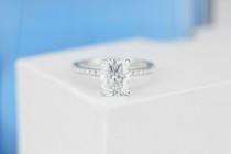 wedding photo - 1.25 Ct Moissanite  Engagement Ring, Solitaire Radiant Cut Moissanite Engagement Ring, Moissanite Pave Accents Stones Hidden Halo