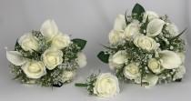 wedding photo - Artificial wedding bouquets flowers sets ivory with gypsophila