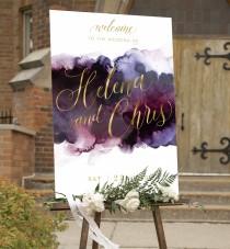wedding photo - Purple & Gold welcome Sign INSTANT DOWNLOAD Poster, Portrait, Templett, Printable Wedding or Bridal Shower Sign  IN055