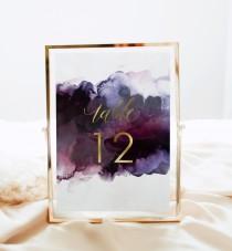 wedding photo - Purple & Gold Table Number INSTANT DOWNLOAD Printed Table Numbers, Australian Made, Editable Table number, Rustic Templett Template IN055