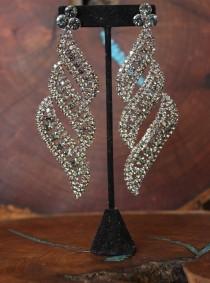 wedding photo - extra large silver earrings, silver rhinestone earrings, gray crystal earrings, silver pageant earrings, gunmetal crystal oversized earrings