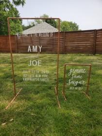 wedding photo - Copper Wedding Table Stand Welcome Sign Frames
