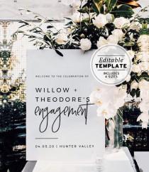 wedding photo - Juliette Engagement Party Welcome Sign, Engagement Celebration, Editable Welcome Sign, Edit & Print, Printable #004
