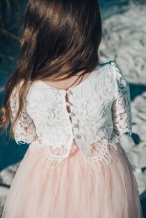 wedding photo - White Lace Crop Top, Flower Girl , White Wedding, Lace Details