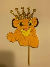 wedding photo - Lion King Cake Topper With Gold Glitter Crown