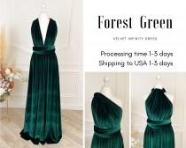 wedding photo - FOREST GREEN Velvet Infinity Dress Bridesmaid Dresses