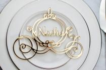 wedding photo - Cinderella Carriage Name Place Card, Disney Wedding Favor