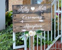 wedding photo - Wedding Directional Signs, Wood Wedding Signs With Stake, Rustic Wedding Direction Signs, Personalized Boho Wedding Decor, Reception Sign