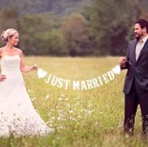 wedding photo - JUST MARRIED banner