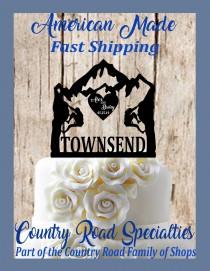 wedding photo - Rock Climbing Couple - Personalized Wedding Cake Topper - First Names - Last Name - Event Date - Mountain Wedding - Adventure Awaits