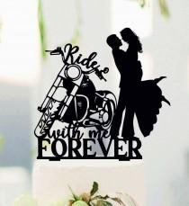 wedding photo - Ride with me forever, Couple on Harley Davidson, Harley Davidson Topper, Bride and Groom with motorbike, Biker Couple, Harley Davidson #229