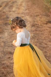 wedding photo - Mustard Yellow Flower Girl Dress