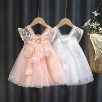 wedding photo - Butterfly wings Girls tulle lace Dress Princess flower Clothing Summer Party tutu Kids Dresses for Girls wedding Birthday 3-12 Years