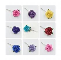 wedding photo - Pretty Mulberry Rose Flower Kirby Hair Grips -  Flower Girls Bridesmaids Lots of Colours, Bridal HairAccessories