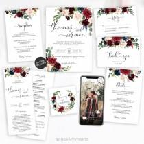 wedding photo - Wedding Invitation, Printable Invitation Template, Fully Editable Wedding Invitation Suite, Burgundy Invitation Set, Burgundy, Marsala yv437