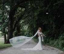 wedding photo - Cathedral Length Veil, Chapel Veil, 100 inch veil, 108 inch veil, long veil, english net veil, wedding veil, soft veil -- Style 