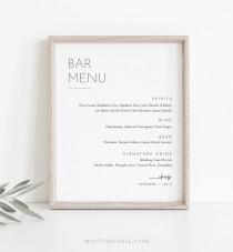 wedding photo - Minimalist Bar Menu Sign, Printable Wedding Bar Menu, Alcohol Drinks Menu, 100% Editable Template, Instant Download, Templett #094-101BM