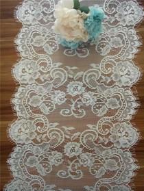 wedding photo - Wedding table runner, Lace table runner , 17 inches wide, Wedding Decor, Overlay, Tabletop Decor, Centerpiece,  table runners for event