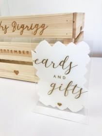 wedding photo - Cards and Gifts Table Sign - Perspex and paint stroke - Wedding Sign - Laser Cut Wedding Sign