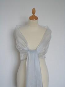wedding photo - Silver crystal organza wrap shawl scarf for bridesmaids,  weddings, prom, races. UK seller