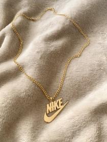 wedding photo - 18k Gold Plated Nike Swoosh Necklace