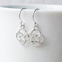 wedding photo - Sterling silver Celtic earrings, celtic knot earrings, dangly earrings, Irish celtic cross jewelry, dainty Welsh anniversary gift, uk