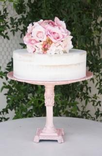 wedding photo - Wedding Cake Stand Pink Vintage Reclaimed Serving Platter Made To order