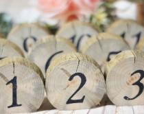 wedding photo - Log Slice Table Numbers, Rustic Wedding, Wooden Numbers, Boho Woodland, Reception Decor, country barn ideas, reclaimed wood, bridal shower