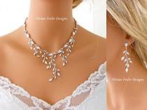wedding photo - Wedding Jewelry SET VINE Marquise Bridal Necklace and Earrings Bridal Necklace Jewelry Cubic Zirconia
