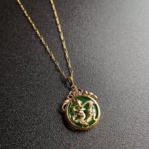 wedding photo - Green Jade Dragon Pendant Necklace-Amulet Protection Stone Pendant Necklace-Feng Shui Good Luck Wealth and Prosperity Money Necklace