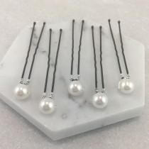 wedding photo - Set of 5 Pearl Hair Pins 
