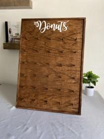 wedding photo - TABLETOP DONUT WALL  ~ holds 30 or 60 doughnuts ~ Donut Bar ~ dessert table decor ~ donut stand ~ donut display ~ wooden board ~ wedding