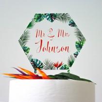 wedding photo - Tropical Wedding Cake Topper - Hothouse Cake Decoration - Personalised Cake Topper - Custom Wedding Cake - Custom Wedding Topper - Cake Top