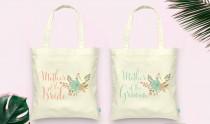 wedding photo - Floral Mother of the Bride & Mother of the Groom Set- Wedding Tote Bags