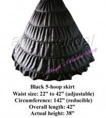 wedding photo - Black 5-Hoop Petticoat Crinoline Bridal Wedding Gown Dress Underskirt Skirt Slip