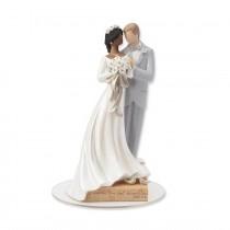 wedding photo - Legacy of Love Interracial Wedding Cake Topper - Caucasian Groom and African American Bride - Custom Painted Hair Color Available- 4020315AB