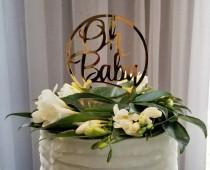 wedding photo - Oh baby Cake Topper baby shower party Cake Topper Laser cut Cake Topper- gold mirror acrylic Celebration Cake Topper Baby Shower Décor