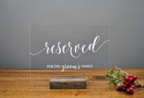 wedding photo - Reserved Grooms Family Table Sign, Acrylic Wedding Table Sign and Decor - SLT003G