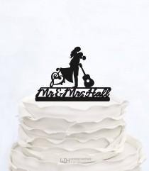 wedding photo - MUSIC note CAKE TOPPER_Mr and Mrs Cake Topper With Surname_Wedding Cake topper_Personalized cake topper with guitar music instrument