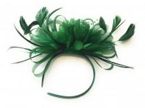 wedding photo - Emerald Jade Green Hoop Fascinator On Headband