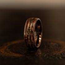 wedding photo - Rose Gold Tungsten Wood Ring, Opal wood ring, Wooden Ring for Men, wooden wedding Ring, Wood Wedding Band, Shell, Hawaiian Koa , 8mm ring 1