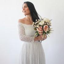 wedding photo - Off-The-Shoulder Ivory Dress with pockets #1270