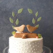 wedding photo - Sage Green Wedding Topper, Wooden Cake Topper, Sage Wedding Topper, Love Bird Topper with Wedding Cake Decor Green